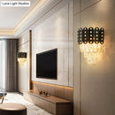 DecorBites™ Clear Faceted Crystal Wall Lighting: 3-Light, 3-Tier, Wall Mounted. Contemporary Design in Black.
