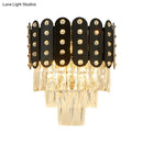 DecorBites™ Clear Faceted Crystal Wall Lighting: 3-Light, 3-Tier, Wall Mounted. Contemporary Design in Black.