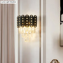 DecorBites™ Clear Faceted Crystal Wall Lighting: 3-Light, 3-Tier, Wall Mounted. Contemporary Design in Black.