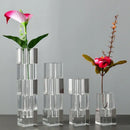 Clear fluted geometric glass vase stack living room flower decor