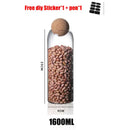 Clear glass bottle dispenser set with cork stoppers kitchen jars