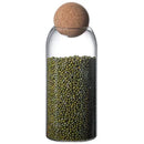 Clear glass bottle dispenser set with cork stoppers kitchen jars