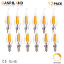 Clear glass candelabra dimmable chandelier led bulbs dining room 12-pack