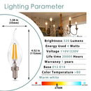 Clear glass candelabra dimmable chandelier led bulbs dining room 12-pack