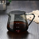 Clear glass coffee pot with measurement markings for kitchen