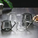 Clear glass coffee pot with measurement markings for kitchen