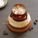 Clear glass cold brew latte drinkware set with wooden coaster kitchen
