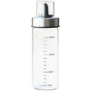 Clear glass condiment bottle set with measurements for kitchen