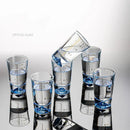 Clear glass liquor cup set with measurement markings dining room glass