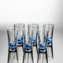 Clear glass liquor cup set with measurement markings dining room glass