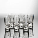 Clear glass liquor cup set with measurement markings dining room glass