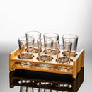 Clear glass liquor cup set with measurement markings dining room glass