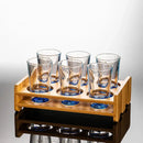 Clear glass liquor cup set with measurement markings dining room glass