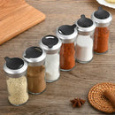 Clear glass rotating spice jar set – kitchen seasoning bottles