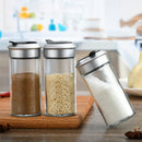 Clear glass rotating spice jar set – kitchen seasoning bottles