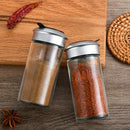 Clear glass rotating spice jar set – kitchen seasoning bottles