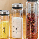Clear glass spice shaker with rotary lid kitchen storage jar
