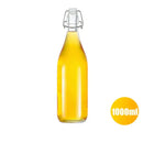 Clear glass storage bottle with swing top lid for kitchen storage