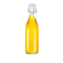 Clear glass storage bottle with swing top lid for kitchen storage