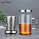Clear glass tea infuser mug – kitchen borosilicate cup with lid