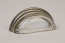 Nickel Lew's 3" Glass Cabinet Cup Pull (Clear/Brushed Nickel)