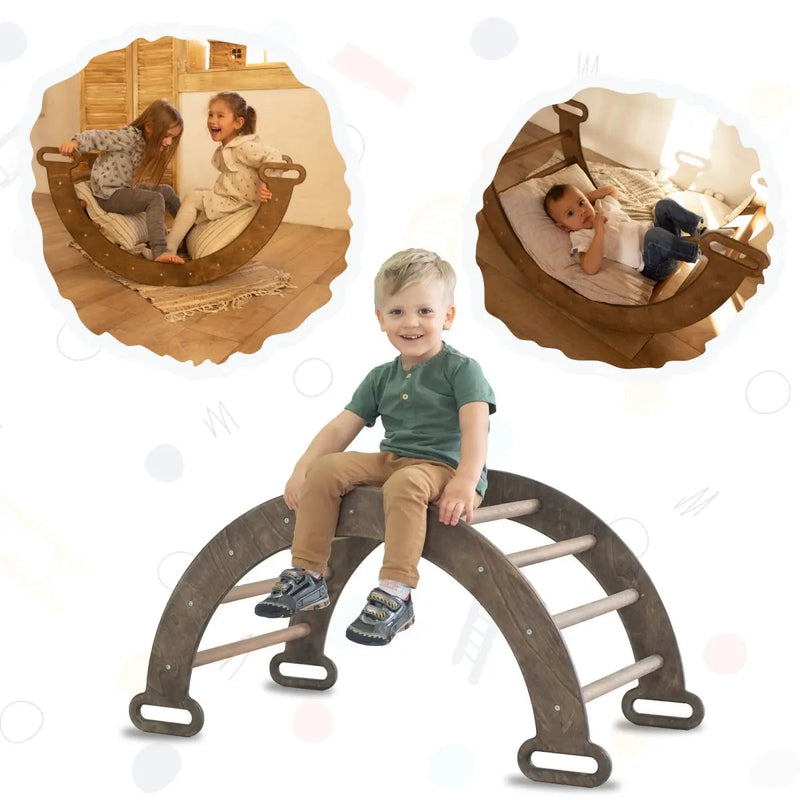 Climbing Arch & Rocker Balance - Montessori Climbers for Kids 1-7 y.o. – Chocolate