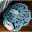Cloud shaped teal and purple wisteria door mat bedroom rug