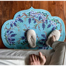 Cloud shaped teal and purple wisteria door mat bedroom rug