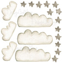 Watercolor Decals Sun & Clouds - Fabric Nursery Wall Art