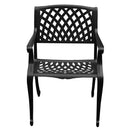 Outdoor Aluminum 5pc Round Black Patio Dining Set with Four Chairs