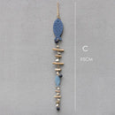 Coastal blue & white fish drift wood bells living room wall decor