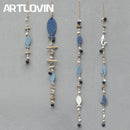 Coastal blue & white fish drift wood bells living room wall decor