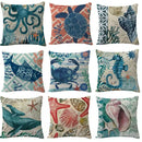Coastal cushion cover set of 9 teal and blue living room decor