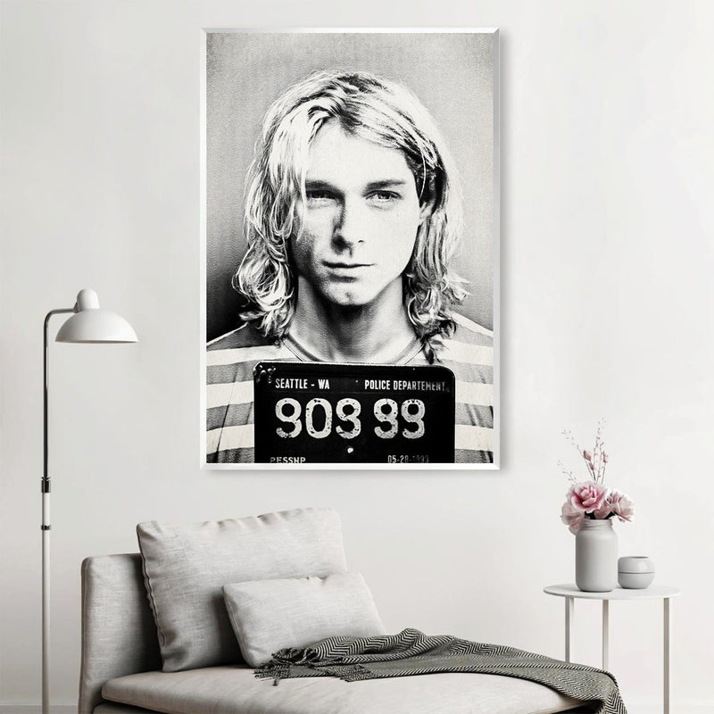 Cobain Mugshot Black Canvas