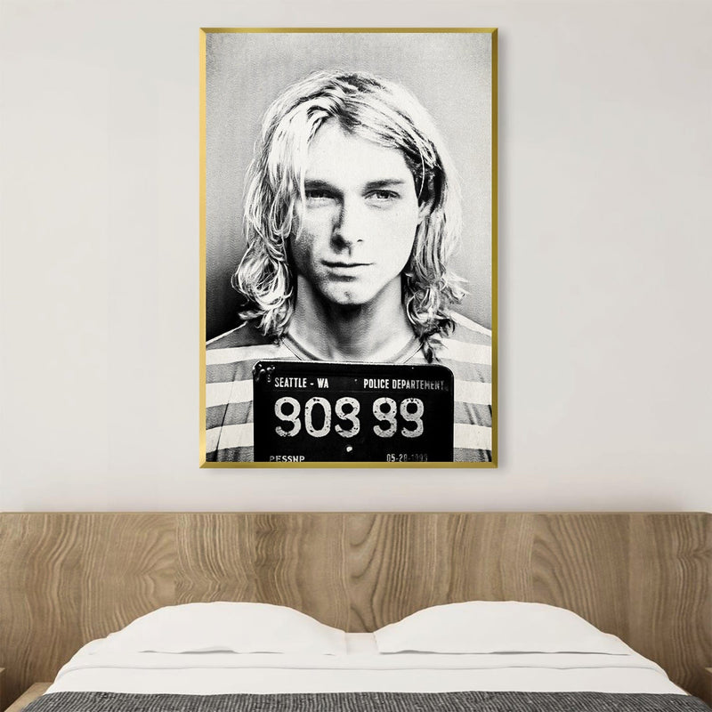 Cobain Mugshot Black Canvas