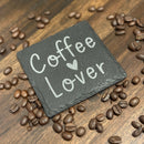 Laser-Etched Slate Coasters – Coffee Lover Gift | Natural Stone Drink Coasters
