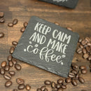 Laser-Etched Slate Coasters – Coffee Lover Gift | Natural Stone Drink Coasters