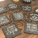 Laser-Etched Slate Coasters – Coffee Lover Gift | Natural Stone Drink Coasters