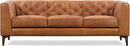 Cognac Tan Leather Sofa with Tufted Back Design