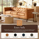 Cognac Tan Leather Sofa with Tufted Back Design