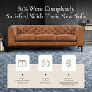 Cognac Tan Leather Sofa with Tufted Back Design