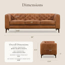 Cognac Tan Leather Sofa with Tufted Back Design
