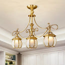 Colonial gold 3-light lantern island light for dining room
