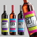 Colorful Birthday Wine Label Set