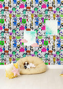 Colorful Bright Psychadelic Seamless Pattern with Funny Animals Wallpaper