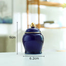 Colorful ceramic storage jar with gold lid kitchen tea caddy