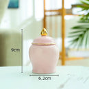 Colorful ceramic storage jar with gold lid kitchen tea caddy