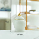 Colorful ceramic storage jar with gold lid kitchen tea caddy