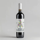 Colorful Christmas Tree Wine Label