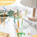 Colorful glass flower handle stir bar kitchen cocktail straw